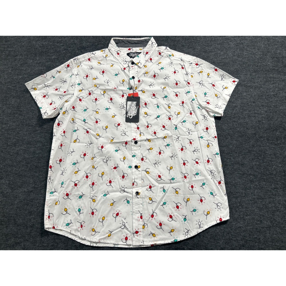 Eighty Eight Brand Shirt Mens Large White Christmas Lights Short Sleeve